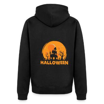 Halloween effrayant maison lune - Veste à capuche bio Premium Unisexe - noir - Dos - Nico (187cm)