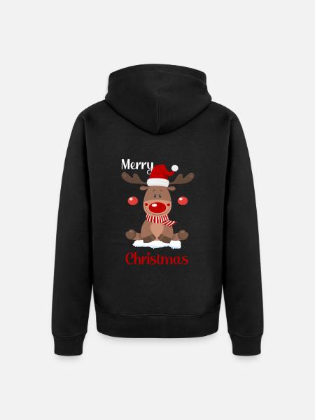 Merry Christmas Rentier Weihnachten - Premium økologisk unisex-hættejakke - sort