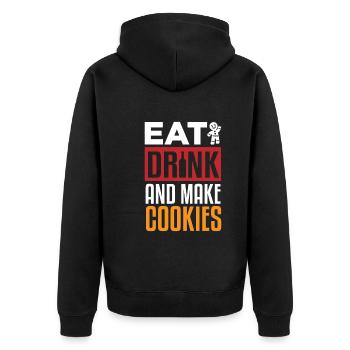Essen Sie Trinken Und Machen Sie Kekse - Unisex Premium Bio Zip Hoodie - Schwarz - Hinten - Nico (187cm)