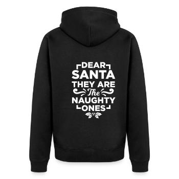Lieber Weihnachtsmann, Sie Sind Die Unartigen - Unisex Premium Bio Zip Hoodie - Schwarz - Hinten - Nico (187cm)