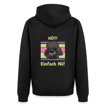 Nö! Sturer Pudel mit verschränkten Pfoten - Unisex Premium Bio Zip Hoodie - Schwarz - Hinten - Nico (187cm)