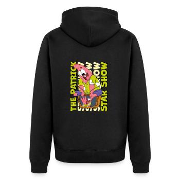 The Patrick Star Show Patrick Sitzt Auf Fernseher - Unisex Premium Bio Zip Hoodie - Schwarz - Hinten - Nico (187cm)