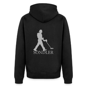 Sondler - Unisex Premium Bio Zip Hoodie - Schwarz - Hinten - Nico (187cm)