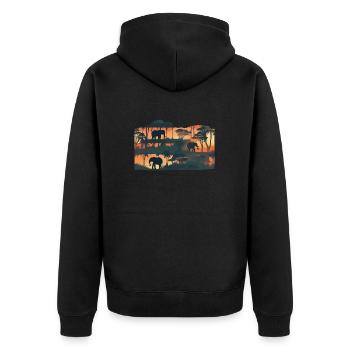 Elephants on tour - Unisex Premium Bio Zip Hoodie - Schwarz - Hinten - Nico (187cm)