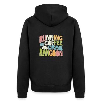 Running on coffee and crab rangoon - Unisex Premium Bio Zip Hoodie - Schwarz - Hinten - Nico (187cm)