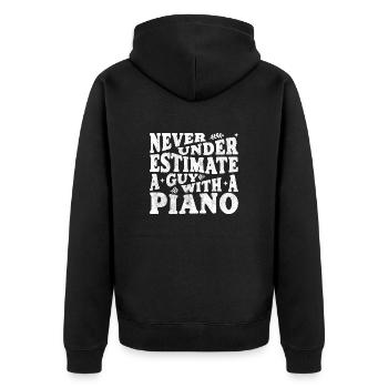 Never underestimate a Guy with a Piano - Unisex Premium Organic Zip Hoodie - black - Back - Nico (187cm)