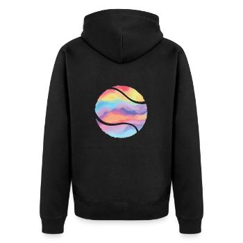 Tennisspieler Ball Damen Kinder Mädchen Tennis - Unisex Premium Bio Zip Hoodie - Schwarz - Hinten - Nico (187cm)