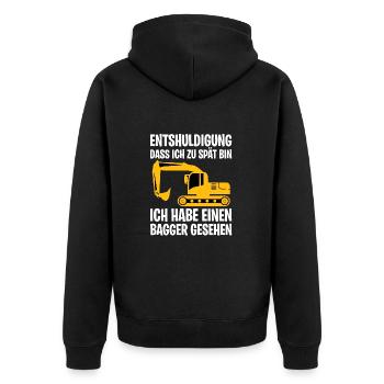 Bagger Excavator - Unisex Premium Bio Zip Hoodie - Schwarz - Hinten - Nico (187cm)