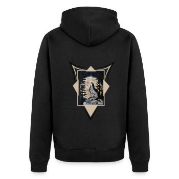 Wolf on the hill night wanderer - Unisex Premium Organic Zip Hoodie - black - Back - Nico (187cm)