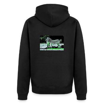 Zebra - Unisex Premium Bio Zip Hoodie - Schwarz - Hinten - Nico (187cm)