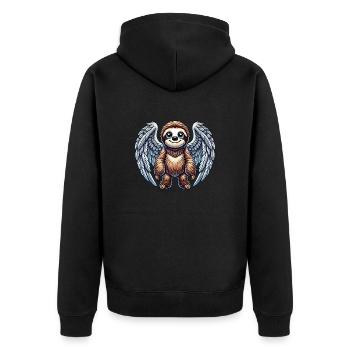 Mignon paresseux ange dessin animé avec des ailes - Veste à capuche bio Premium Unisexe - noir - Dos - Nico (187cm)