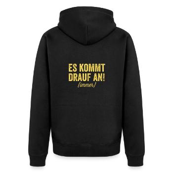 Es kommt drauf an immer juristen Geschenk - Unisex Premium Bio Zip Hoodie - Schwarz - Hinten - Nico (187cm)