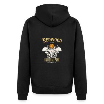 Reedwood-Nationalpark, Kalifornien - Unisex Premium Bio Zip Hoodie - Schwarz - Hinten - Nico (187cm)