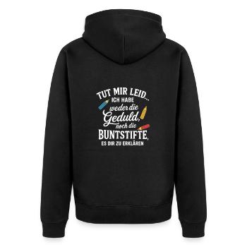 Tut Mir Leid lustige Sprüche - Unisex Premium Bio Zip Hoodie - Schwarz - Hinten - Nico (187cm)