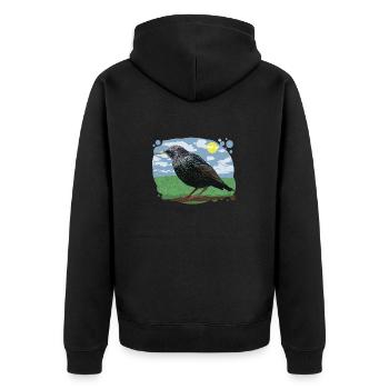 Bird stun illustration nature cloudy sky - Unisex Premium Organic Zip Hoodie - black - Back - Nico (187cm)