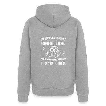 un jour les chauves domineront le monde - Veste à capuche bio Premium Unisexe - gris chiné - Dos - Nico (187cm)