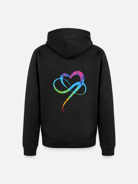 Poly Love Heart - Infinity Herz - Unisex Premium Organic Zip Hoodie - black
