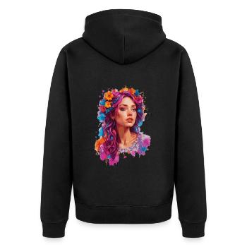 Fille aux fleurs 🌸 - Veste à capuche bio Premium Unisexe - noir - Dos - Nico (187cm)