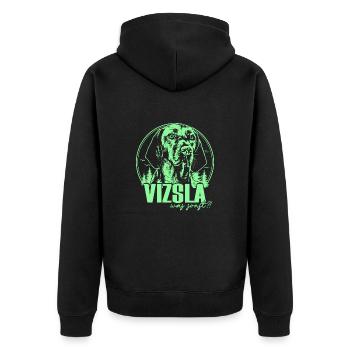 Vizsla - Unisex Premium Bio Zip Hoodie - Schwarz - Hinten - Nico (187cm)