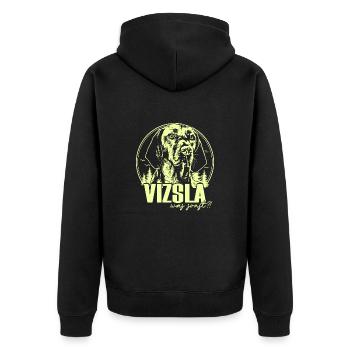 Vizsla Jagdhund - Unisex Premium Bio Zip Hoodie - Schwarz - Hinten - Nico (187cm)
