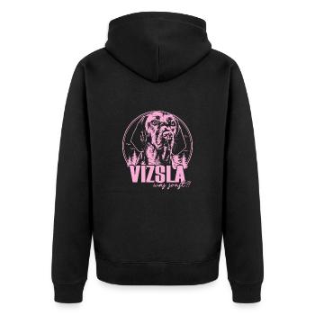 Vizsla - Unisex Premium Bio Zip Hoodie - Schwarz - Hinten - Nico (187cm)