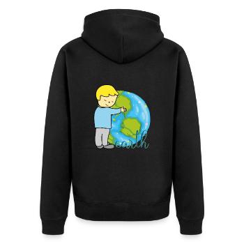 Erde Frieden - Unisex Premium Bio Zip Hoodie - Schwarz - Hinten - Nico (187cm)