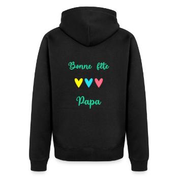 PAPA. FÊTE DES PÈRES. BONNE FÊTE PAPA. BONNE FÊTE - Veste à capuche bio Premium Unisexe - noir - Dos - Nico (187cm)