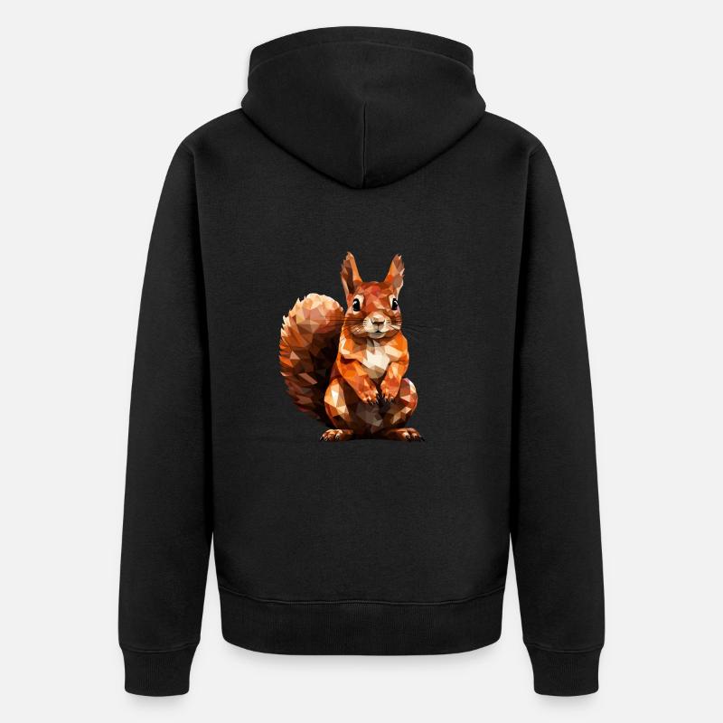 Eichhörnchen im Polygon Stil - Unisex Premium Bio Zip Hoodie - Schwarz