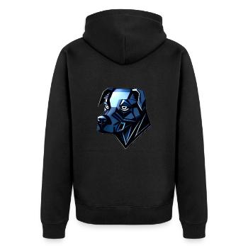 Chien Doberman - Polygones Bleus - Veste à capuche bio Premium Unisexe - noir - Dos - Nico (187cm)
