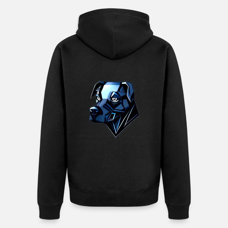 Hund Dobermann - Blaue Polygone - Unisex Premium Bio Zip Hoodie - Schwarz