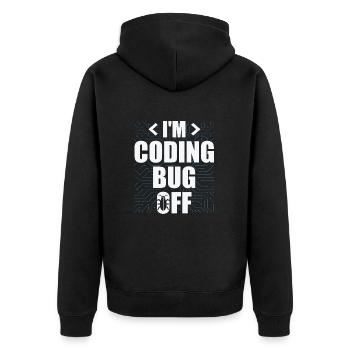 I'm Coding Bug Off It Specialists Software - Unisex Premium Organic Zip Hoodie - black - Back - Nico (187cm)