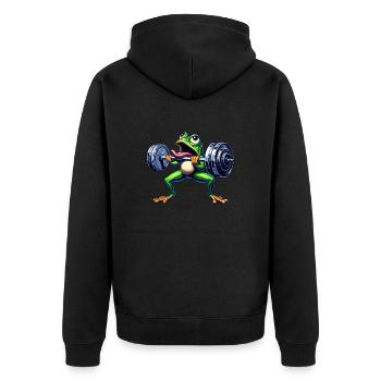 Frog Toad Workout Dumbbell Workout Funny - Unisex Premium Organic Zip Hoodie - black - Back - Nico (187cm)