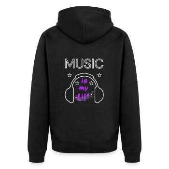 Music is my Life - Unisex Premium Bio Zip Hoodie - Schwarz - Hinten - Nico (187cm)