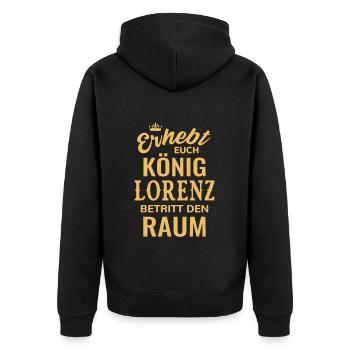 Name Lorenz Geschenk Geburtstag lustig König - Unisex Premium Bio Zip Hoodie - Schwarz - Hinten - Nico (187cm)