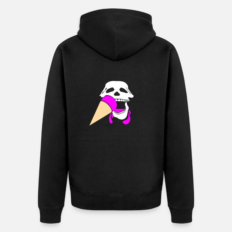 Totenkopf mit Eis - Unisex Premium Bio Zip Hoodie - Schwarz