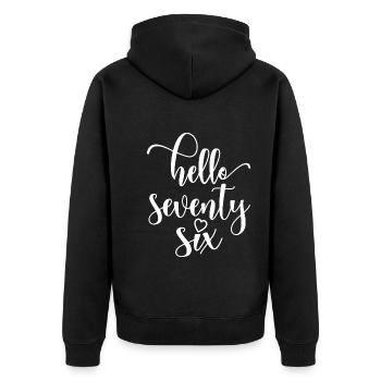 Hallo Sechsundsiebzig süßer 76 Jahre alter Geburtstag - Unisex Premium Bio Zip Hoodie - Schwarz - Hinten - Nico (187cm)