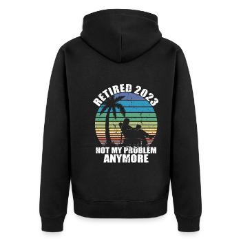 Ruhestand 2023 Ruhestand Geschenk für Männer & Frauen Lustig - Unisex Premium Bio Zip Hoodie - Schwarz - Hinten - Nico (187cm)