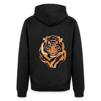 Tiger Gesicht Wild Life Kreatur Tier Tiger Lover - Unisex Premium Bio Zip Hoodie - Schwarz - Hinten - Nico (187cm)