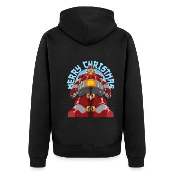 Frohe Weihnachten Cool Roboter Santa Claus Weihnachten Geschenk - Unisex Premium Bio Zip Hoodie - Schwarz - Hinten - Nico (187cm)