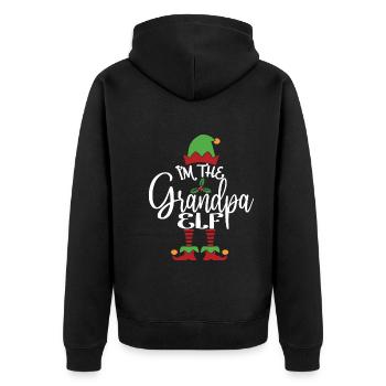 Opa Elf Niedliches lustiges passendes Weihnachtskostüm - Unisex Premium Bio Zip Hoodie - Schwarz - Hinten - Nico (187cm)