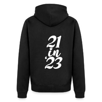 Geschenk zum 21. Geburtstag 21 Jahre alte Männer & Frauen - Unisex Premium Bio Zip Hoodie - Schwarz - Hinten - Nico (187cm)