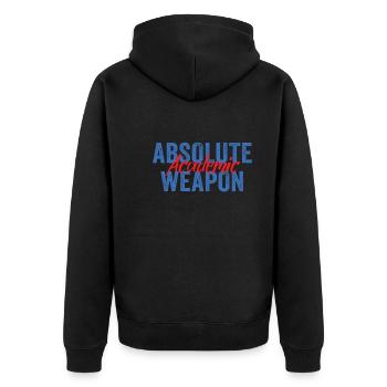 Studenten Absolute Academic Weapon - Unisex Premium Bio Zip Hoodie - Schwarz - Hinten - Nico (187cm)