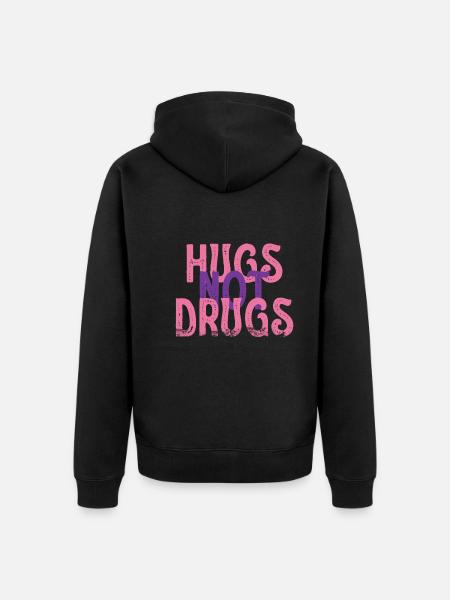 Hugs instead of drugs - Unisex Premium Organic Zip Hoodie - black