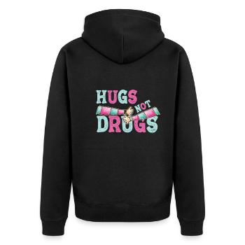 Hugs instead of drugs - Unisex Premium Organic Zip Hoodie - black - Back - Nico (187cm)