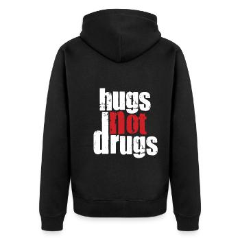 Hugs instead of drugs - Unisex Premium Organic Zip Hoodie - black - Back - Nico (187cm)
