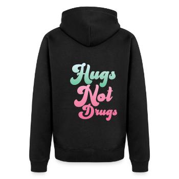 Umarmungen Statt Drogen - Unisex Premium Bio Zip Hoodie - Schwarz - Hinten - Nico (187cm)