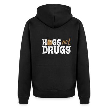 Hugs instead of drugs - Unisex Premium Organic Zip Hoodie - black - Back - Nico (187cm)