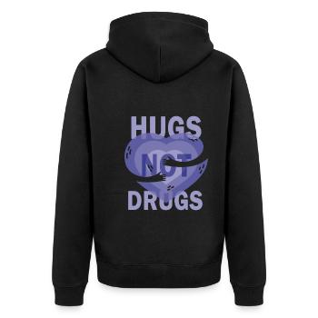 Umarmungen Statt Drogen - Unisex Premium Bio Zip Hoodie - Schwarz - Hinten - Nico (187cm)