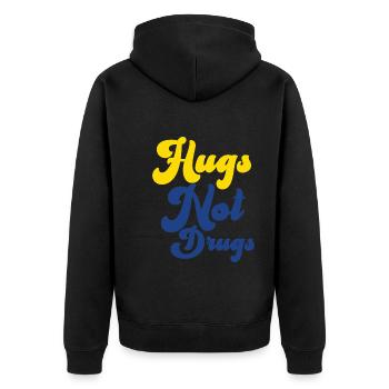 Hugs instead of drugs - Unisex Premium Organic Zip Hoodie - black - Back - Nico (187cm)