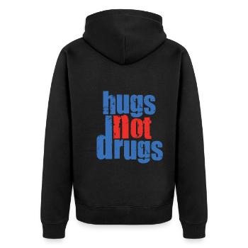 Umarmungen Statt Drogen - Unisex Premium Bio Zip Hoodie - Schwarz - Hinten - Nico (187cm)